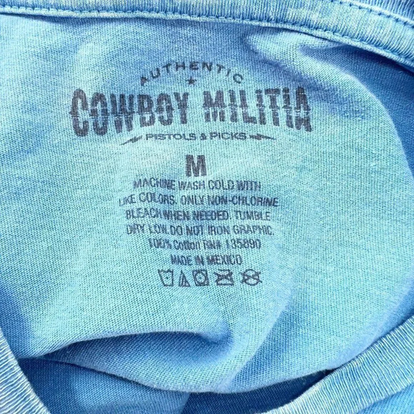 Cowboy Militia Men's Blue Casual Graphic T Shirt Size M - Picture 4 of 4